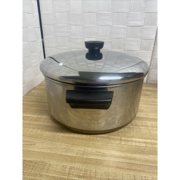 Revere Ware 4 1/2 Qt Copper Clad Stainless Steel Stock Pot Pan With Lid - Picture 2 of 8